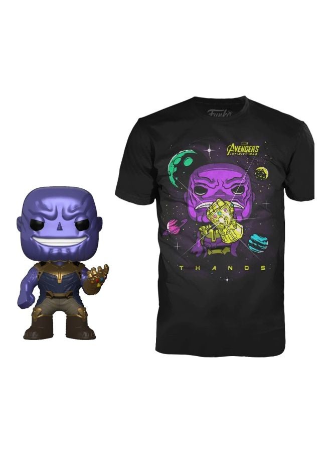 Funko 2-Piece Pop Marvel Avengers Thanos Printed T-Shirt And Bobblehead Set Black/Purple/Gold  - Image 1