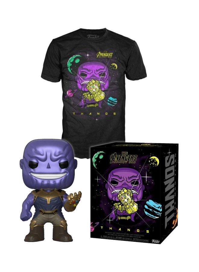 Funko 2-Piece Pop Marvel Avengers Thanos Printed T-Shirt And Bobblehead Set Black/Purple/Gold  - Image 3