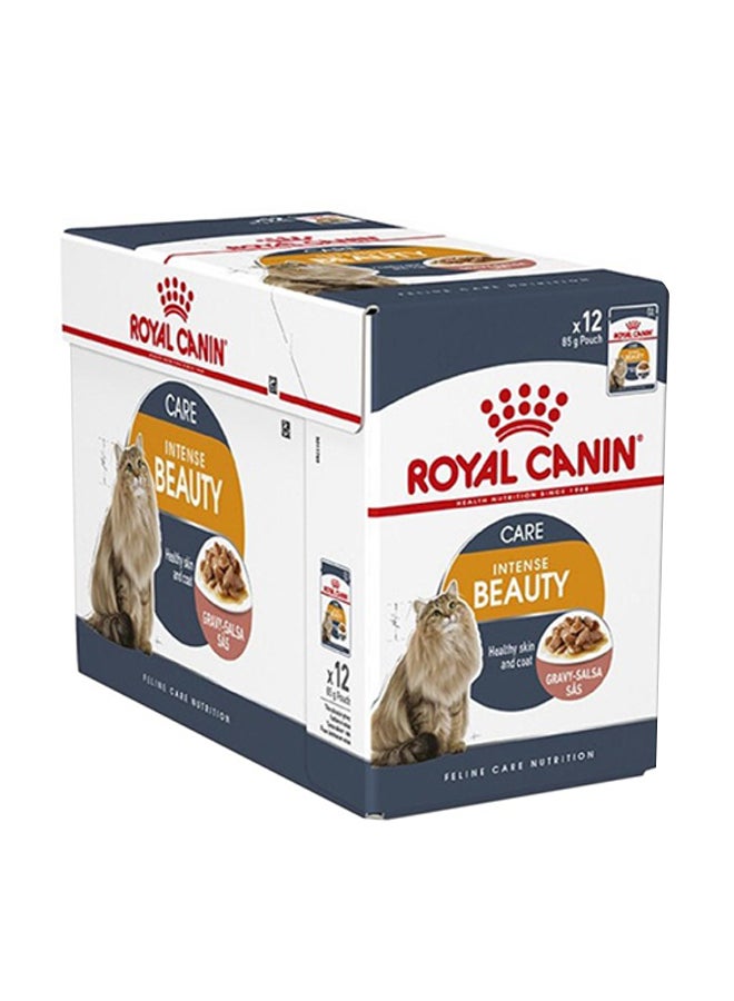 ROYAL CANIN Pack Of 12 Intense Beauty Wet Food Pouch Brown 1020grams 