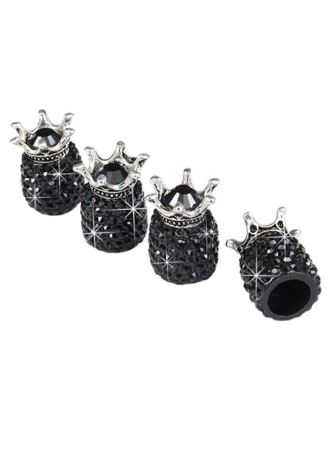 Generic 4-Piece Crown Bling Rhinestone Tyre Valve Cap Set 
