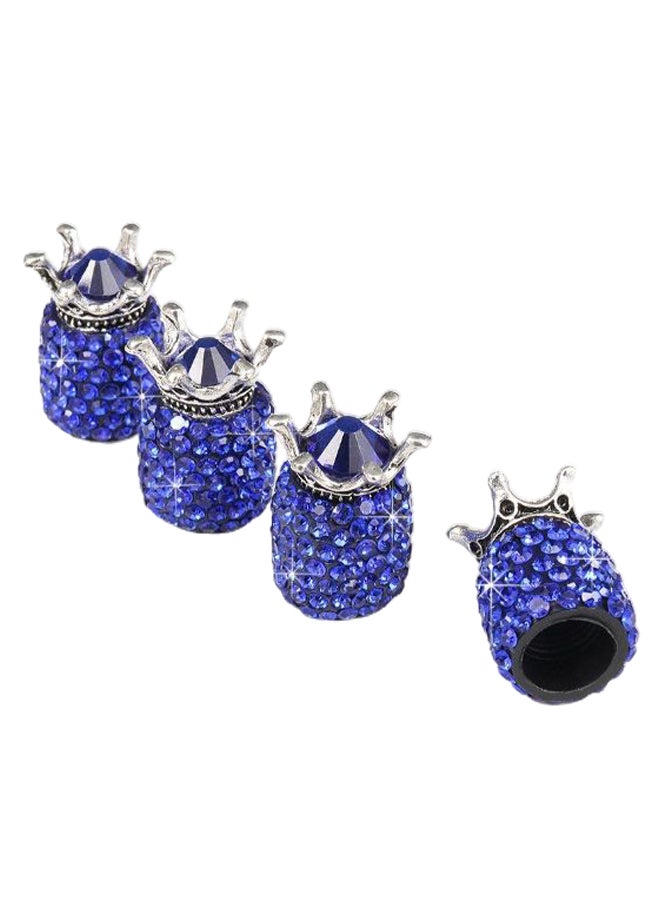 Generic 4-Piece Crown Bling Rhinestone Tyre Valve Cap Set 