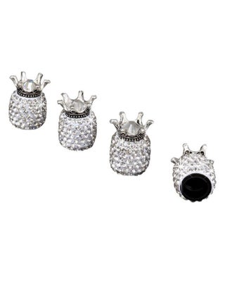 4-Piece Crown Bling Rhinestone Tyre Valve Cap Set - v1592811662/N38686978A_1