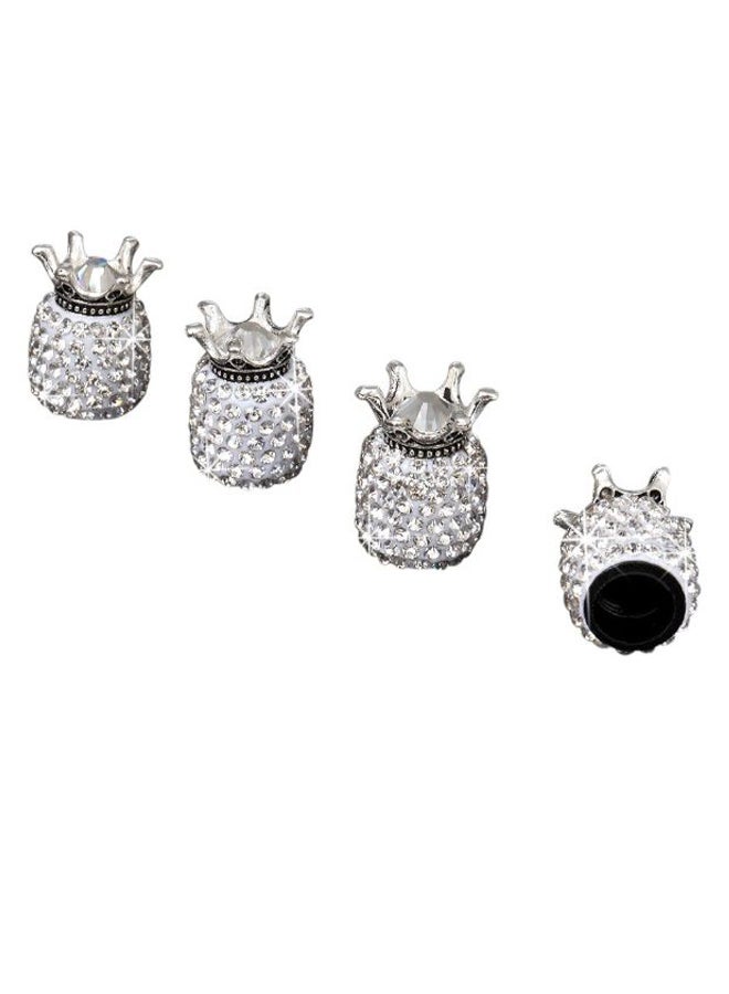 4-Piece Crown Bling Rhinestone Tyre Valve Cap Set