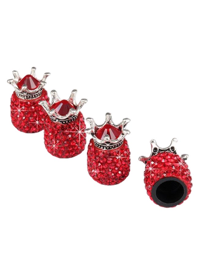 Generic 4-Piece Crown Bling Rhinestone Tyre Valve Cap Set 