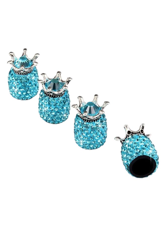 Generic 4-Piece Crown Bling Rhinestone Tyre Valve Cap Set 