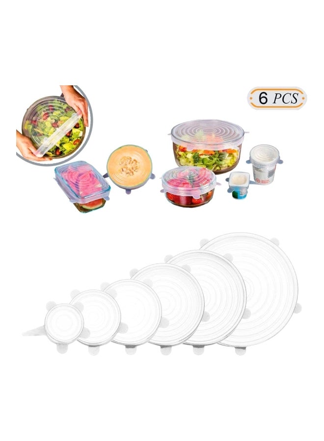 طقم أغطية من السيليكون من 6 قطع شفاف Lid 1x4.5, Lid 1x7.5, Lid 1x8.5, Lid 1x12.5, Lid 1x14.5, Lid 1x18.5سم  - Image 3