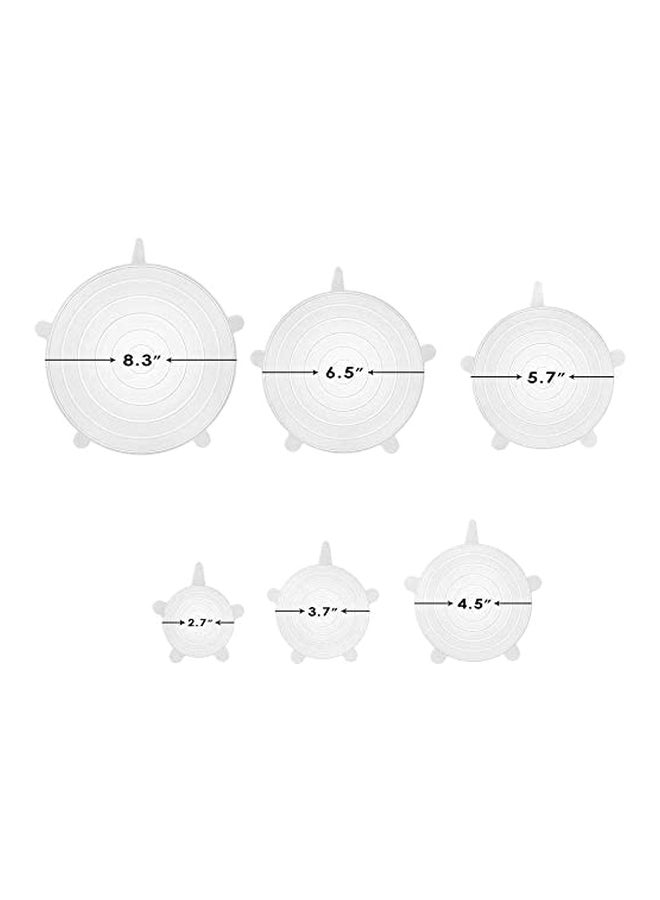 طقم أغطية من السيليكون من 6 قطع شفاف Lid 1x4.5, Lid 1x7.5, Lid 1x8.5, Lid 1x12.5, Lid 1x14.5, Lid 1x18.5سم  - Image 2