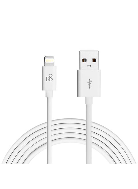 كابل بيانات مايكرو أصلي مصنوع من البولي يوريثان بمنفذ USB لموبايل أبل آيفون أبيض