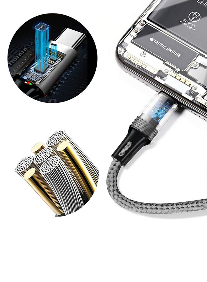 3-in-1 Multifunction Fast Charging Android Type-C  Data Cable Grey - Image 3