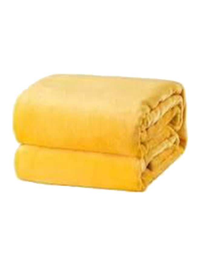 FINE LINEN Throw Blanket Polyester Yellow 220x160cm - Image 1
