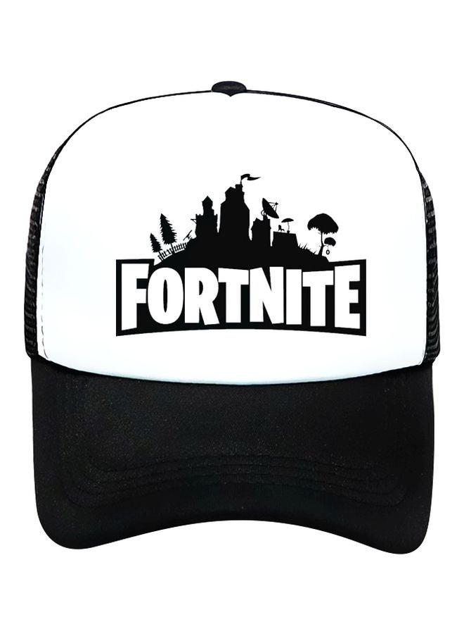 قبعة بيسبول مطبوعة بكلمة «Fortnite» أسود/ أبيض - Image 1