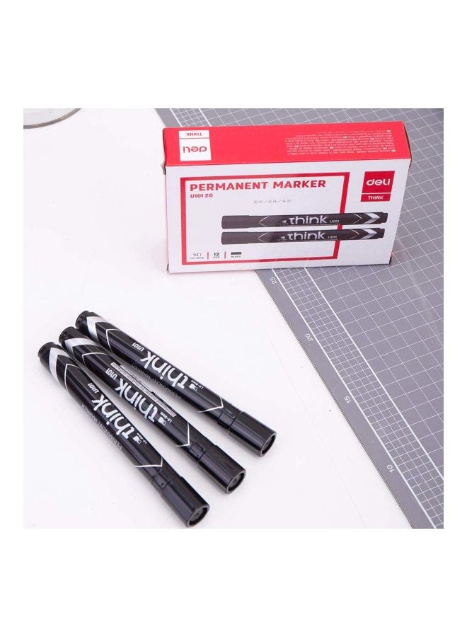 Deli 12-Piece Permanent Marker Set Black - Image 3