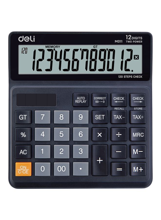 Deli Dual Power Digital Calculator Black - Image 1