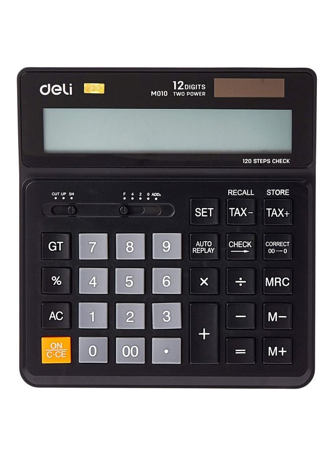 Deli Dual Power Digital Calculator Black  - Image 1