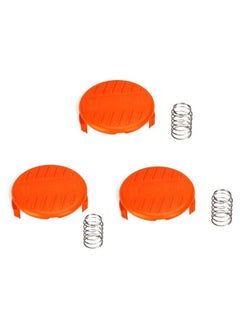 3-Piece Trimmer Replacement Spool Cap Set With Spring Orange/Silver