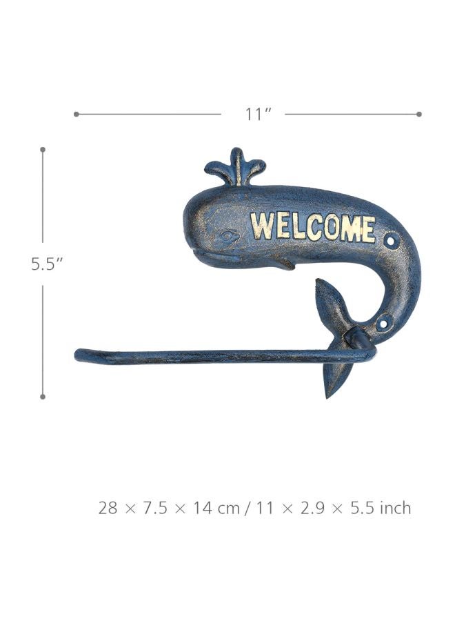 توراتس حامل ورق مرحاض حديدي على شكل حوت أزرق 11x5.5سم  - Image 3