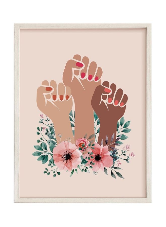 Feminist Wall Art Poster With Frame Pink/Brown 30x40centimeter - v1592834028/N38769779A_1