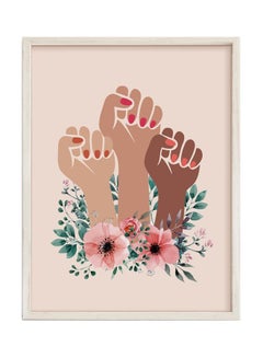 Boomah Accessories Feminist Wall Art Poster With Frame Pink/Brown 30x40centimeter 