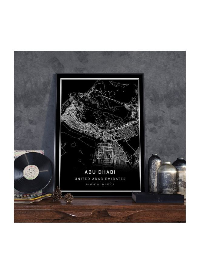 Boomah Accessories Abu Dhabi Map Framed Poster Black/White 30x40centimeter 