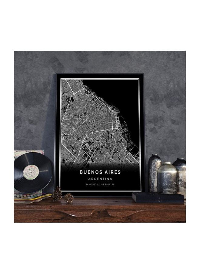 Boomah Accessories Buenos Aires Map Framed Poster Black/White 30x40centimeter 