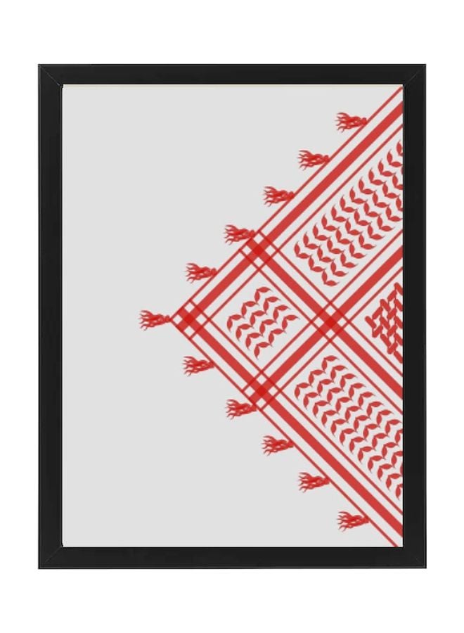 إكسسوارات بومة ملصق بإطار بتصميم شماغ أردني أحمر/أسود/بيج 30x40سم