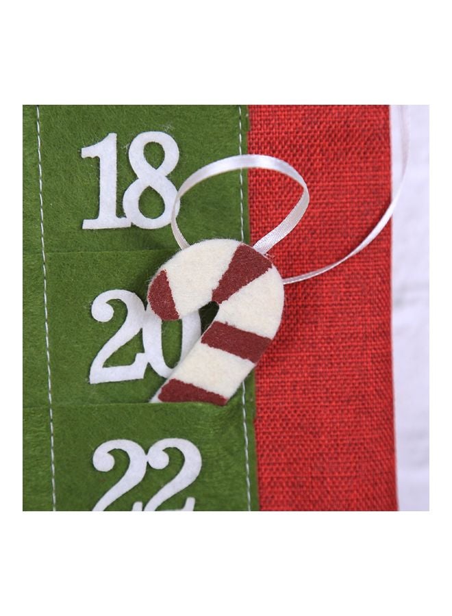 Christmas Advent Calendar Green/Red/White 23x90cm