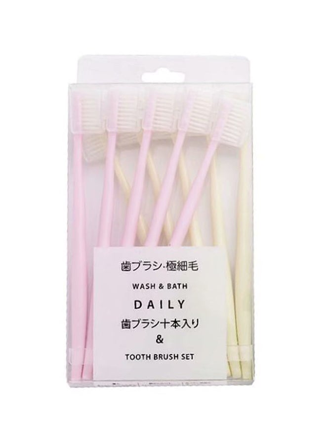 10-Piece Extra Clean Medium Toothbrush Pink 20x10x3cm