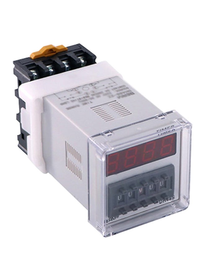 Digital Display Time Relay With Socket Base Grey/White/Black 90 x 50 x 50mm