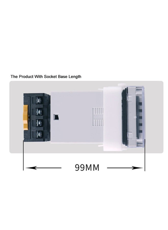 Digital Display Time Relay With Socket Base Grey/White/Black 90 x 50 x 50mm