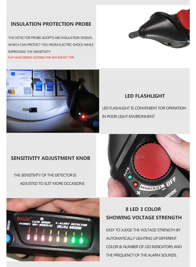 قلم اختبار جهد التيار المتردد غير تلامسي أسود 175 x 46 x 36مم - Image 3