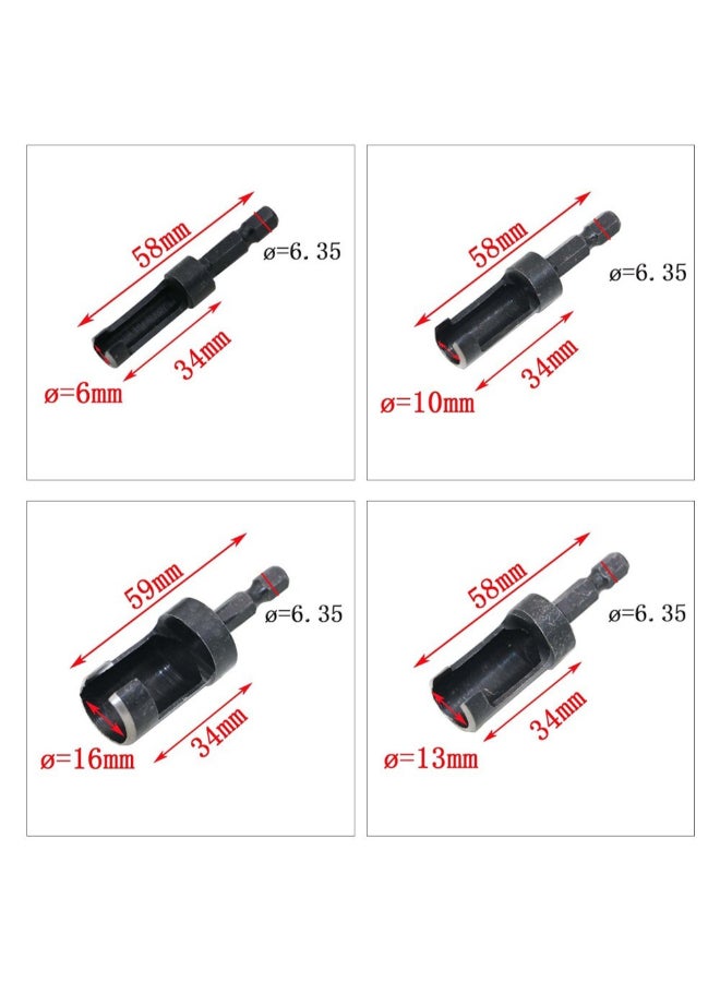 4-Piece Cross Border Hex Shank Cork Extraction Black 10cm  - Image 3