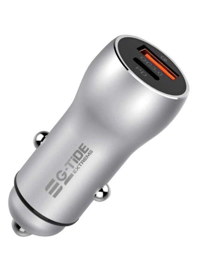 جي تايد إكستريم شاحن سيارة سريع بمنفذين 3.0 فضي/أسود/برتقالي