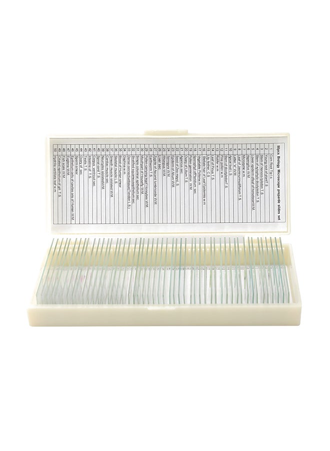 50-Piece Portable Educational Microscope Slides Clear/Beige 22cm  - Image 1