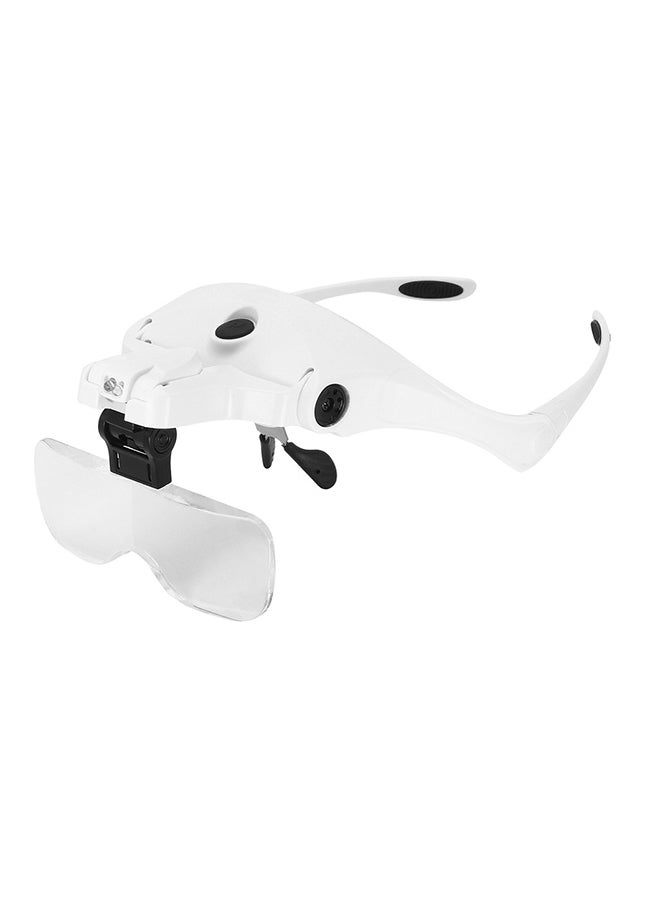 Adjustable Bracket Headband Glasses Magnifier Loupe With 2 LED Lights And USB Charge Goggles Black/White 21centimeter - Image 1