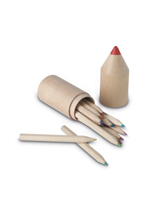 MOB 12-Piece Wooden Pencils Set With Pencil Shaped Box Beige