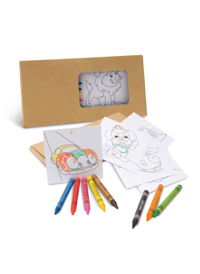 13-Piece Crayons and Colouring Card Set Multicolour