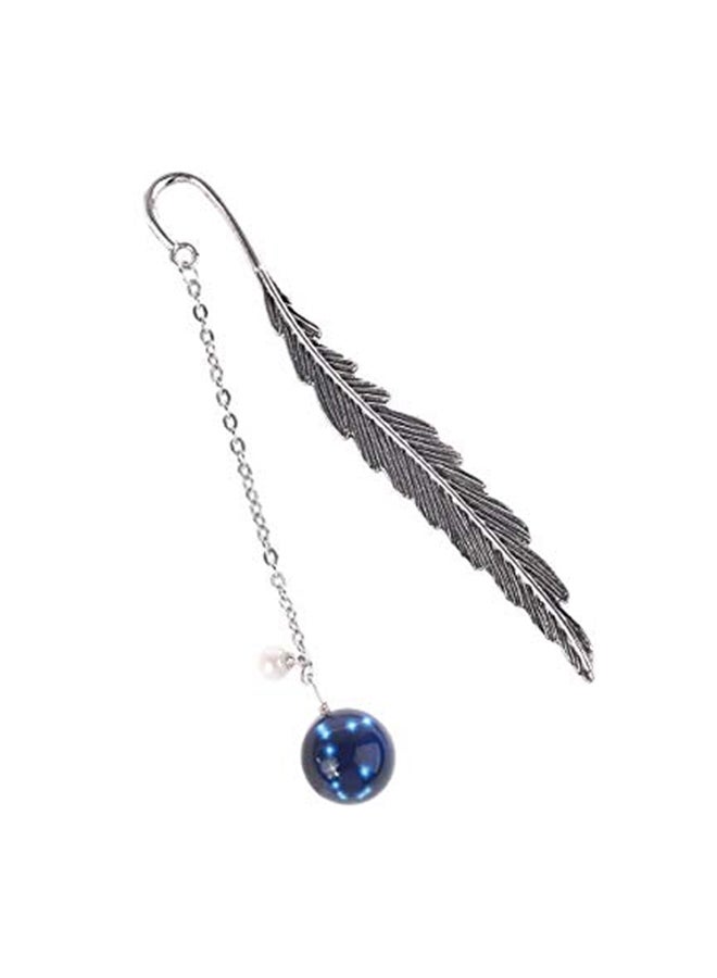 Generic - Beads And Feather Stars Metal Bookmark Silver/Blue - Image 1