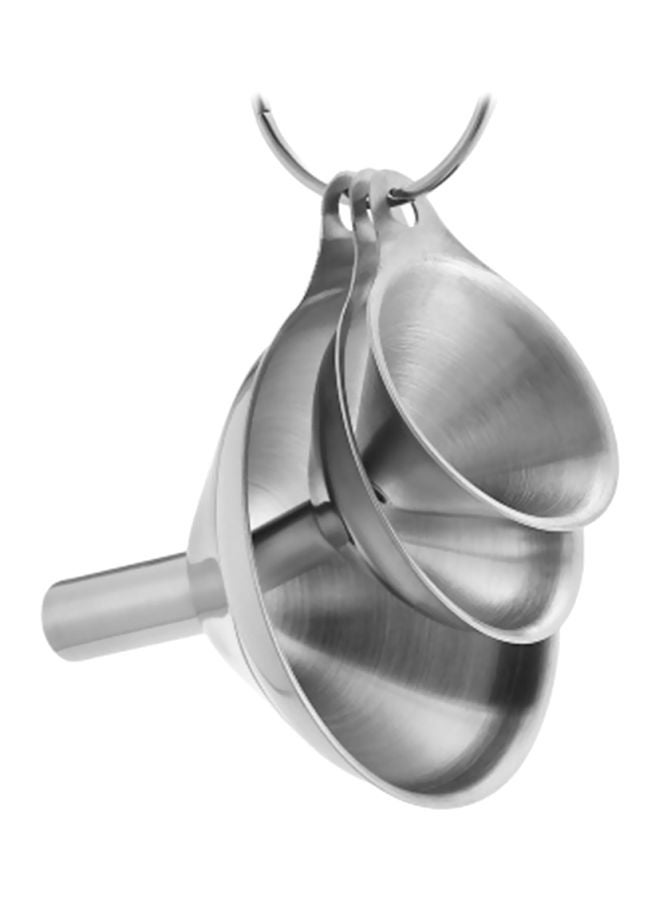 3-Piece Stainless Steel Funnel Set Silver  - Image 1