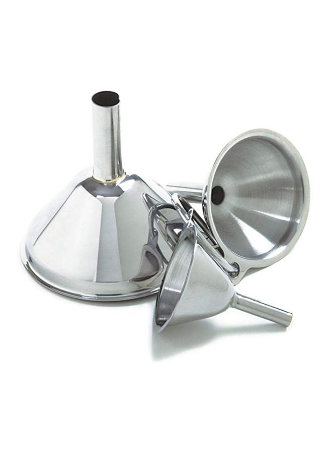 3-Piece Stainless Steel Funnel Set Silver  - Image 2