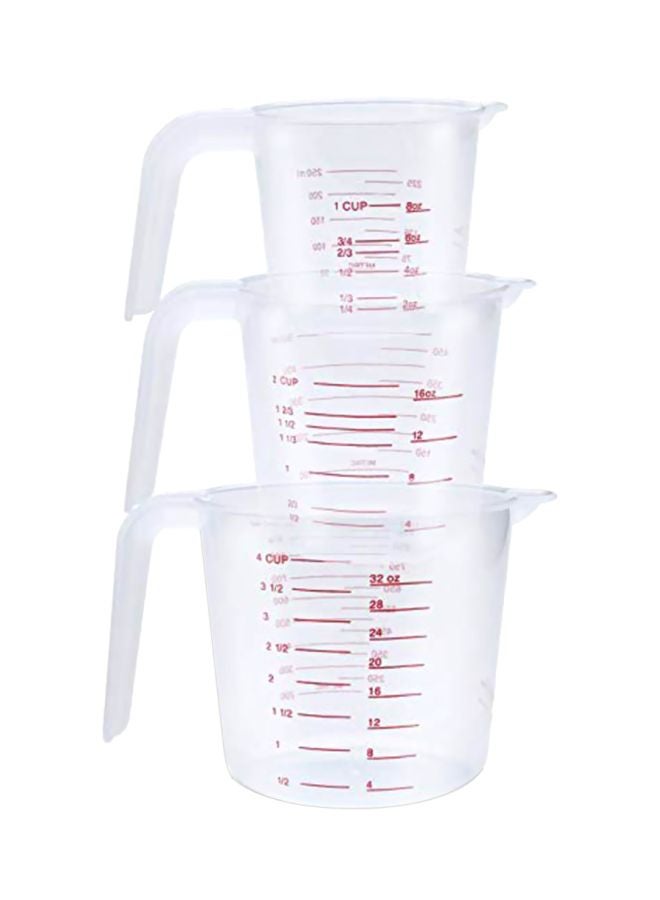 3-Piece Plastic Measuring Cup Set Clear - Image 1