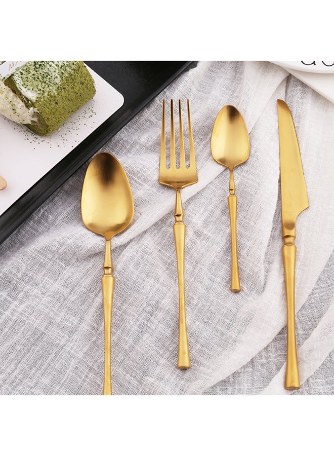 طقم أدوات مائدة من الستانلس ستيل مكون من 4 قطع ذهبي 25x16x3.5سم - Image 3