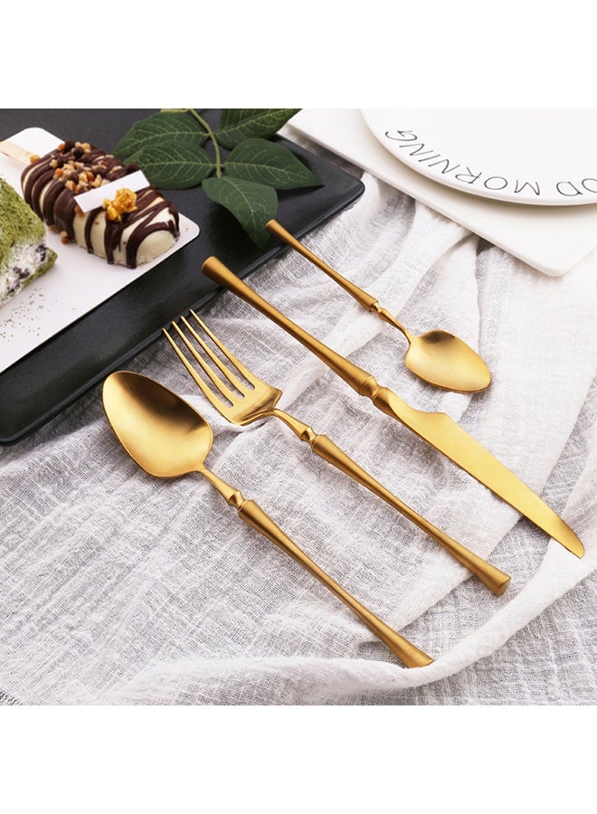 طقم أدوات مائدة من الستانلس ستيل مكون من 4 قطع ذهبي 25x16x3.5سم - Image 5