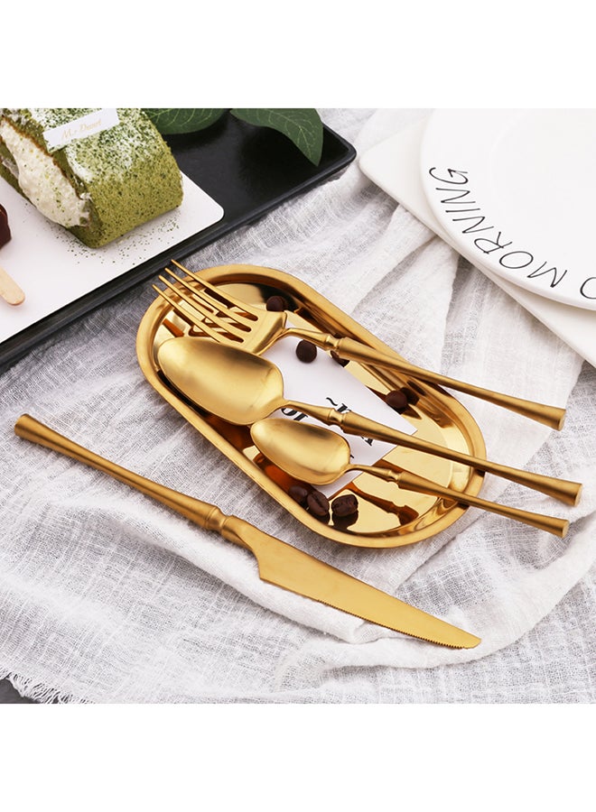 طقم أدوات مائدة من الستانلس ستيل مكون من 4 قطع ذهبي 25x16x3.5سم - Image 4