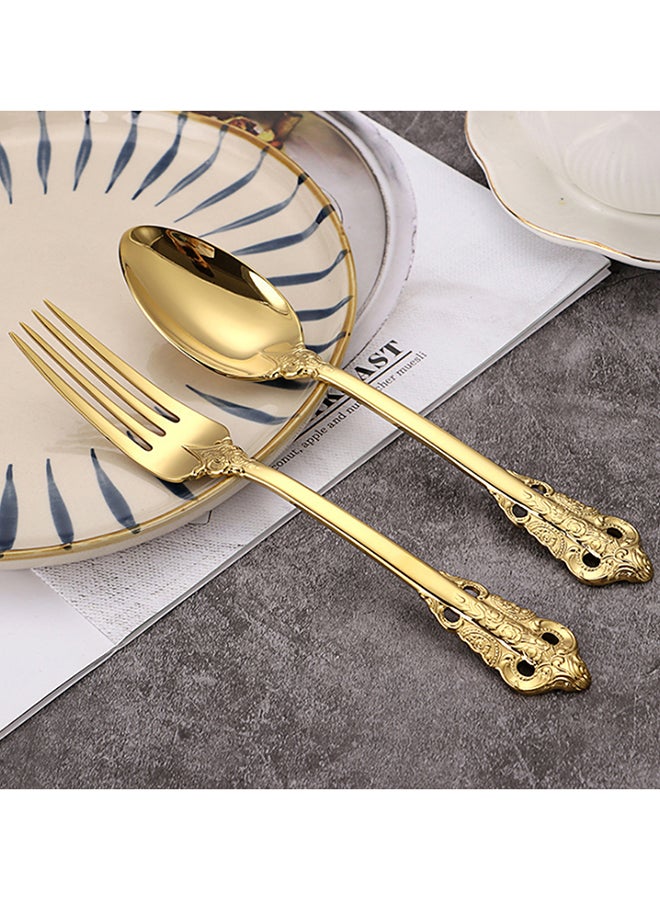 طقم هدايا كلاسيك من 4 قطع يتضمن شوكة وسكيناً من الستانلس ستيل ذهبي 28x18x3.5سم - Image 5