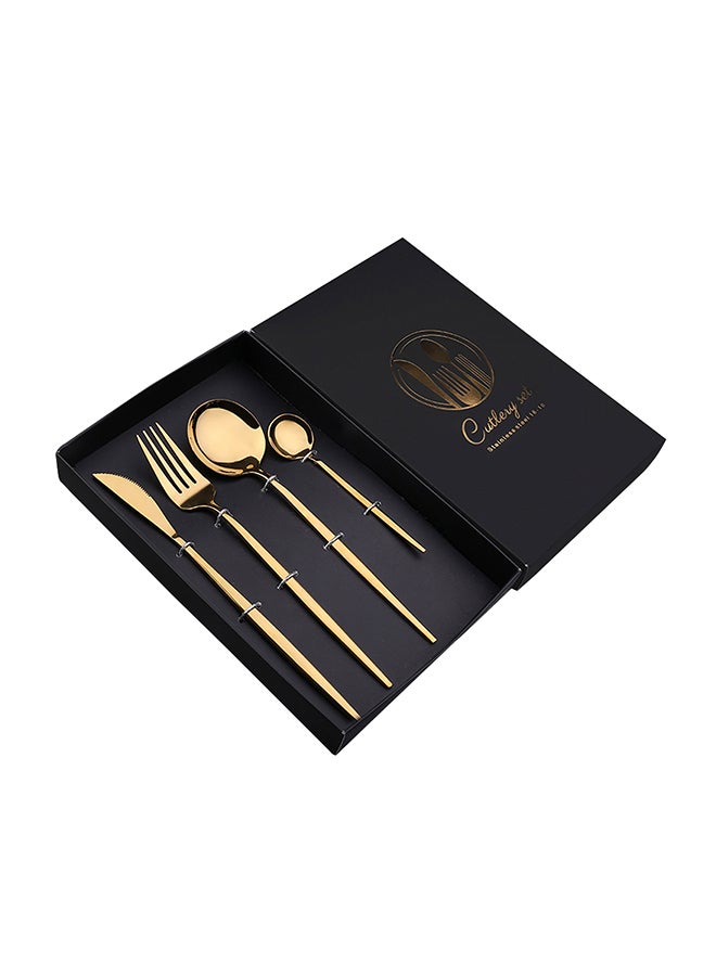 4-Piece Simple Flatware Set Gift Set Gold 25x16x 3.5cm - Image 1