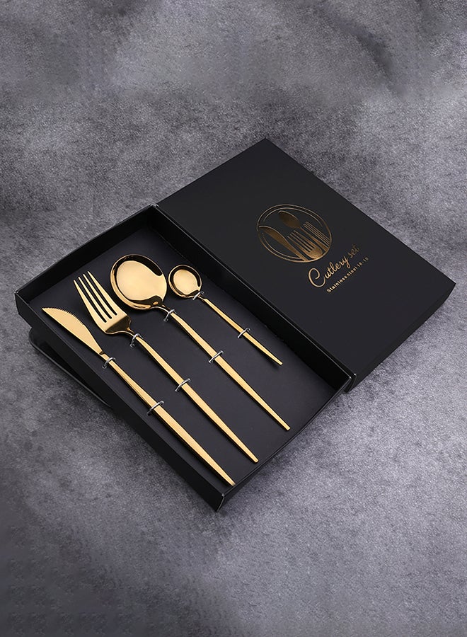 4-Piece Simple Flatware Set Gift Set Gold 25x16x 3.5cm - Image 2