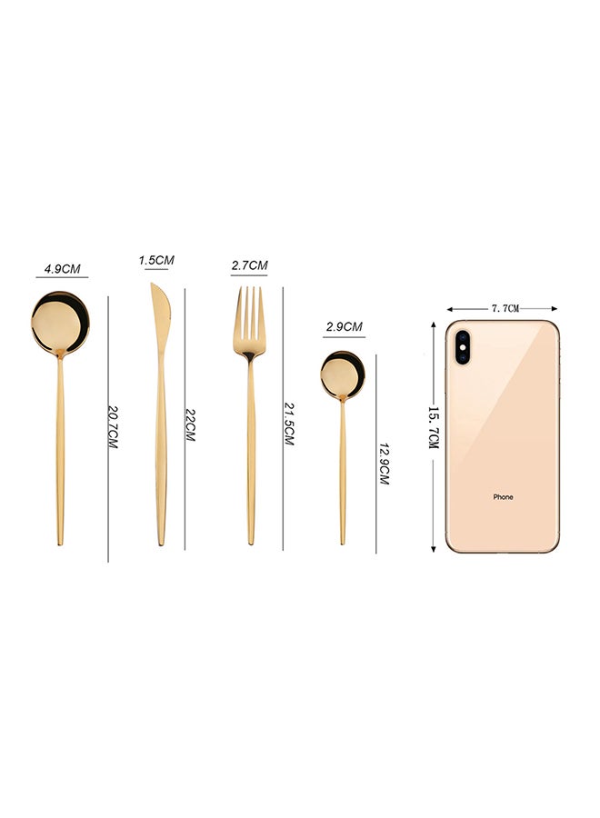 4-Piece Simple Flatware Set Gift Set Gold 25x16x 3.5cm - Image 3