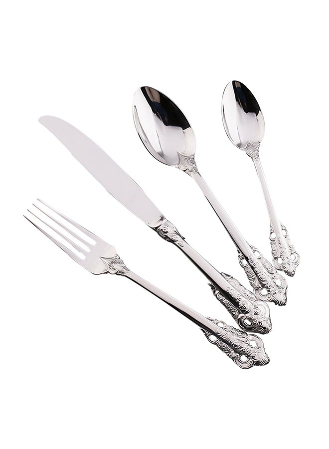 4-Piece Retro Stainless Steel Flatware Gift Set Silver 28x18x3.5centimeter  - Image 1