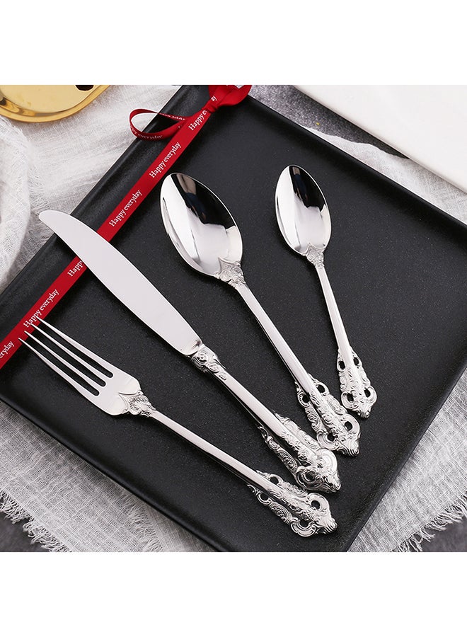 4-Piece Retro Stainless Steel Flatware Gift Set Silver 28x18x3.5centimeter  - Image 2