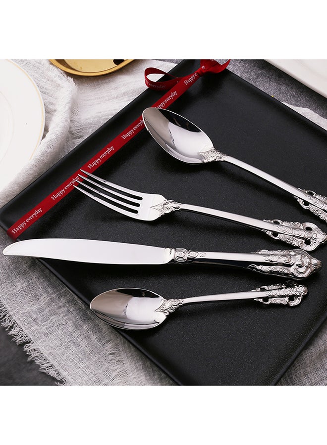 4-Piece Retro Stainless Steel Flatware Gift Set Silver 28x18x3.5centimeter  - Image 3